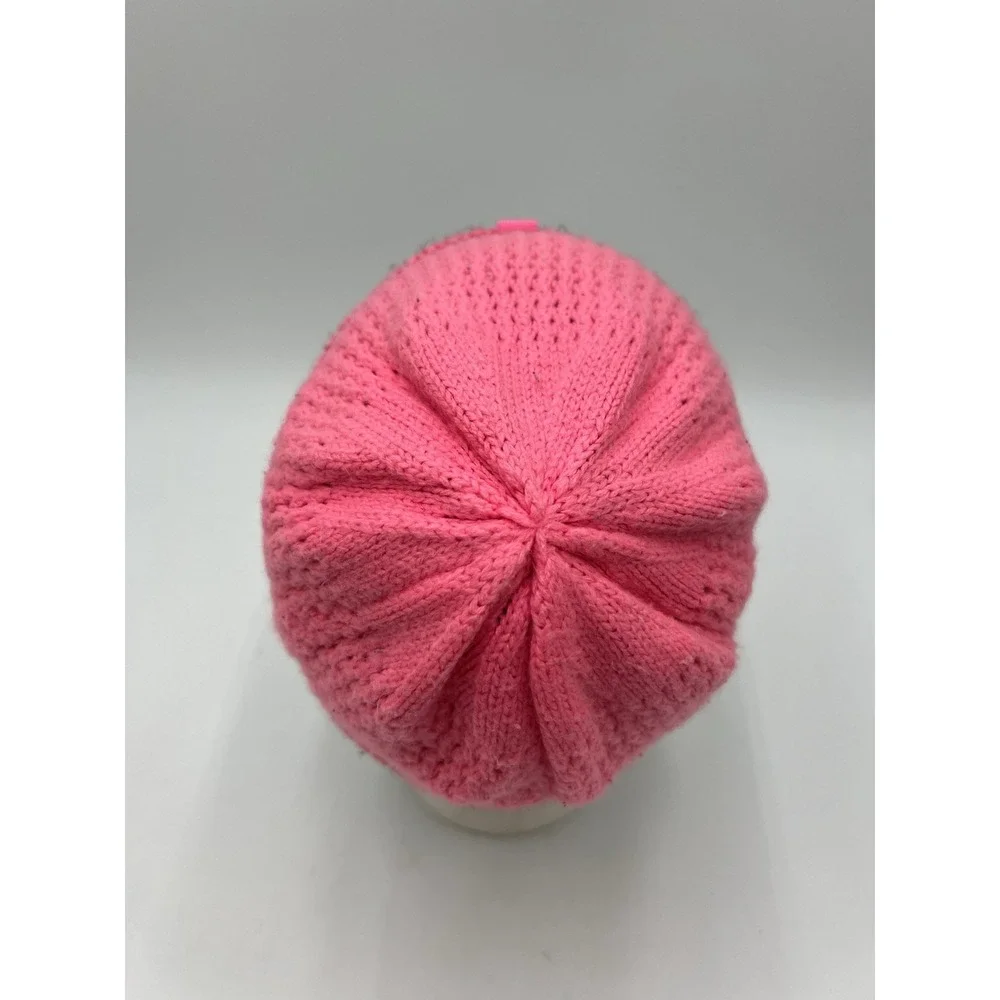 The North Face Shinsky Beanie Pink Black Knit Winter Hat Youth OSFA EUC